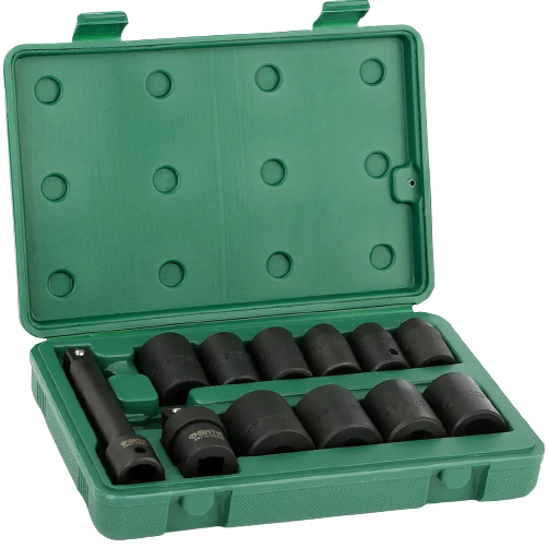 [S09008] ⬡ 1/2" Dr. Impact socket SAE set 12pcs (S09008, SATA)
