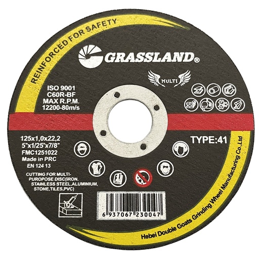 [FMC1251022] ⬡ Cut-off wheel 125x1.0x22.2. Multi purpose 41 type (FMC1251022, GRASSLAND)