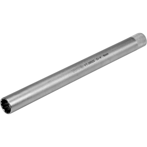 [YT38522] ⬡ 3/8" Dr. Spark plug socket extra long 16mm (thin wall)(12pt) (YT38522, YATO)