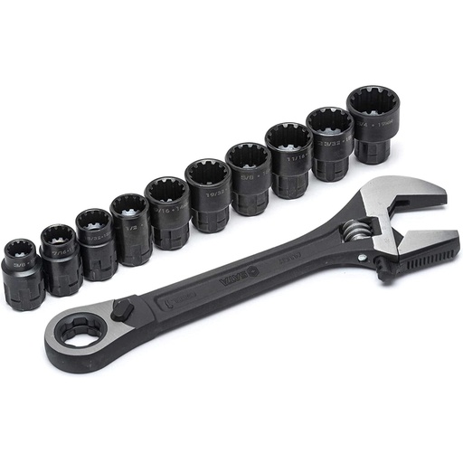 [ST09000] ⬡ Adjustable wrench pass-thru socket set 11pcs (10-19mm) black (ST09000, SATA)