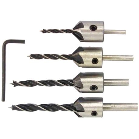 [KD10559] ⬡ Adjustable countersink wood drill bit set 4pcs, 3-6mm (KD10559)