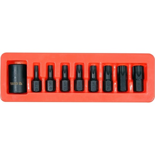 [YT10664] ⬡ Smūginių galvučių su antgaliais rinkinys 1/2" (TORX) 9 vnt. (YT10664, YATO)