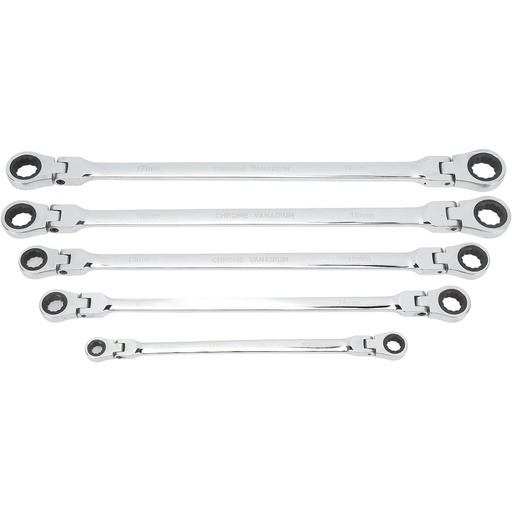 [MHR10673] ⬡ Flex head gear wrenches set extra long 5pcs (8-19mm) (MHR10673)