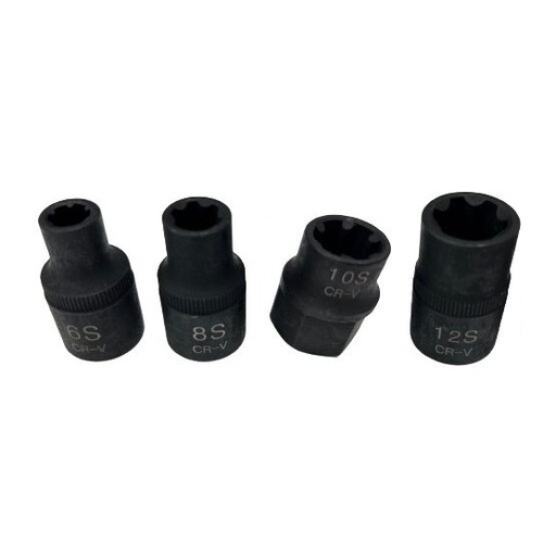 [GX9004] ⬡ 1/2'' Dr. Female RIBE socket set (6S-12S) 4pcs (GX9004, ELLIENT TOOLS)