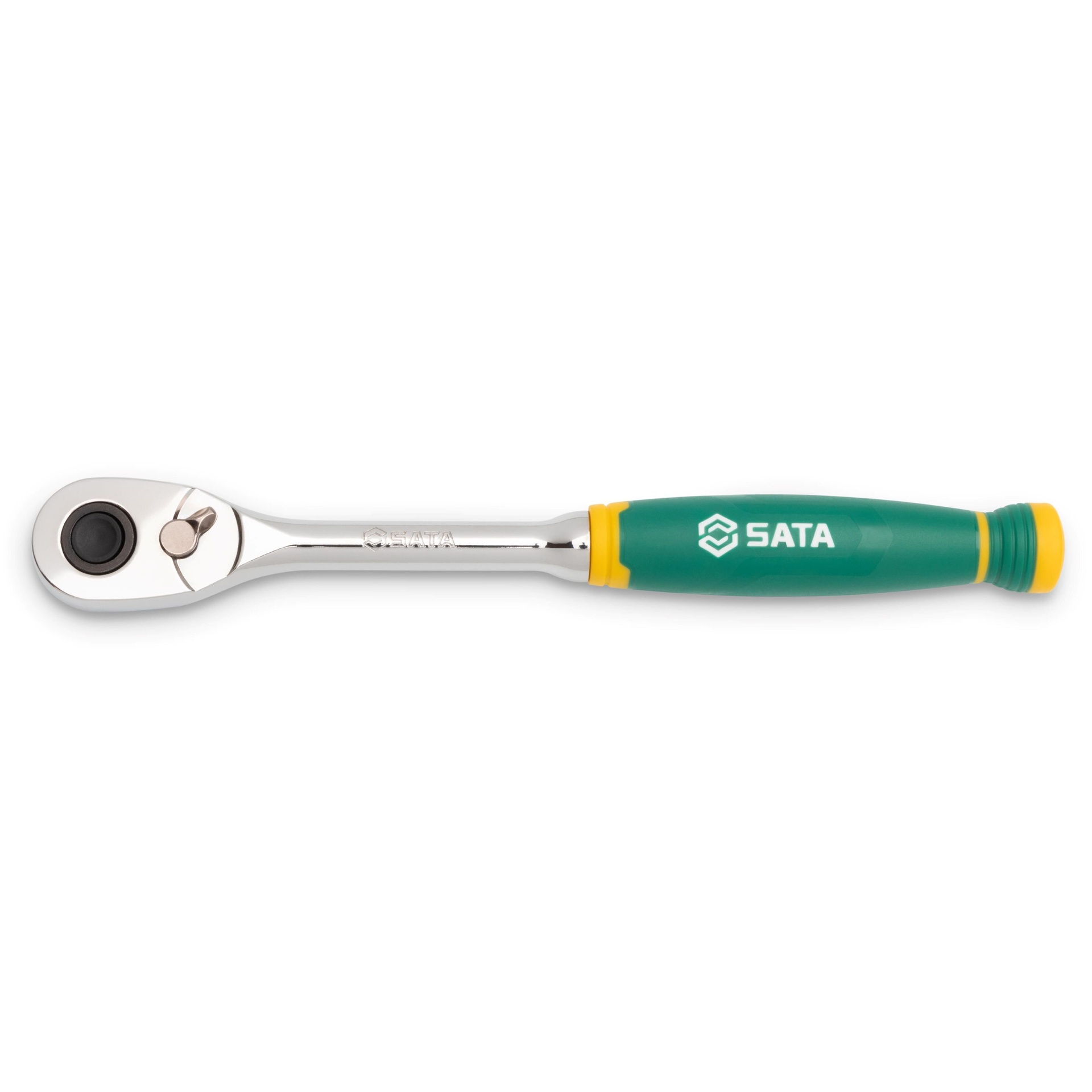 ⬡ Greito atleidimo terkšlė 1" 1/2" (lašo formos), su minkšta rankena, 72 dantys (ST13971G, SATA)