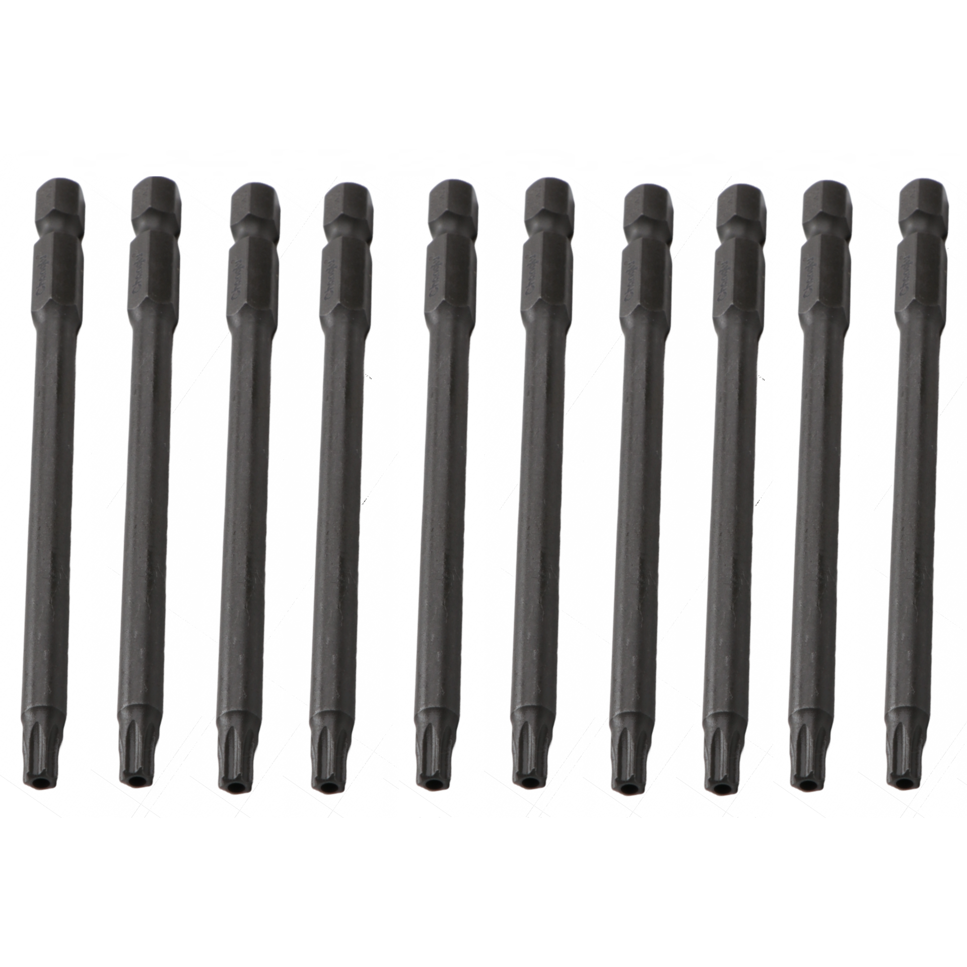 ⬡ 1/4" (6.3 mm) smūginė galvutė su TORX-S antgaliais, 10 vnt. T8 x 100 mm (CL510408, CHANGLU TOOLS)