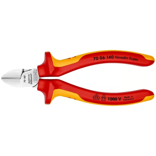 [7006140] ⬡ Šoninio kirpimo replės elektrikui 140mm (1000V) KNIPEX (7006140, KNIPEX)