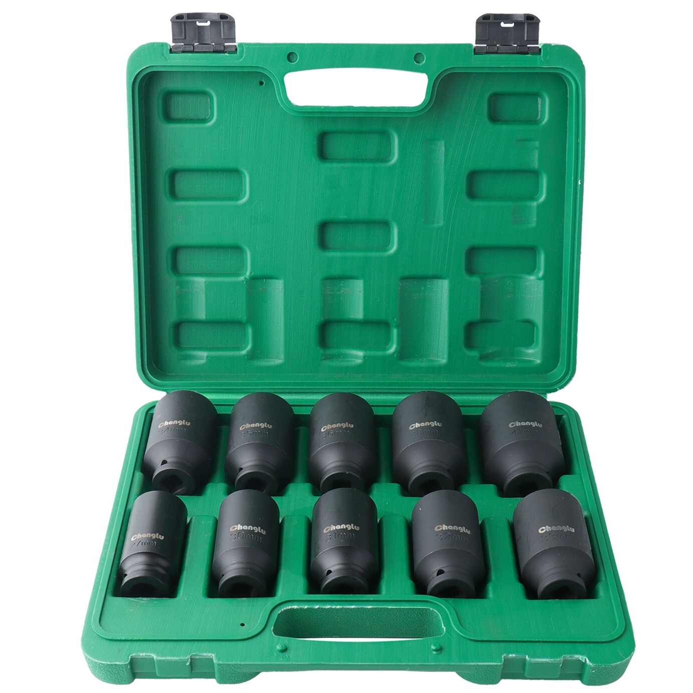 ⬡ Ilgų smūginių galvučių su antgaliais rinkinys 1/2" 10 vnt. (27-41 mm) (CL105510, CHANGLU TOOLS)