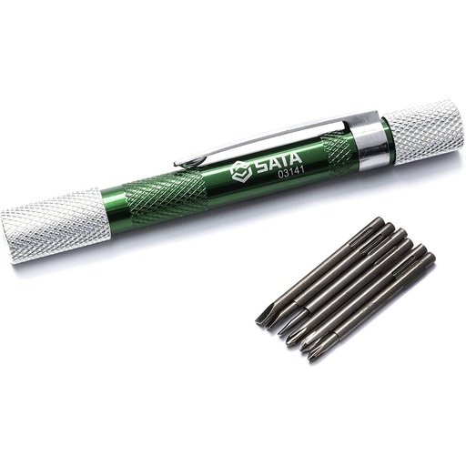 [ST03141ST] ⬡ Mini scewdriver with interchagable tips (6pcs) (pl/PH) (ST03141ST, SATA)
