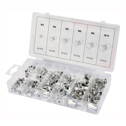 [KRKB220126] ⬡ Aluminium nut rivets M3-M10, 150pcs (KRKB220126)