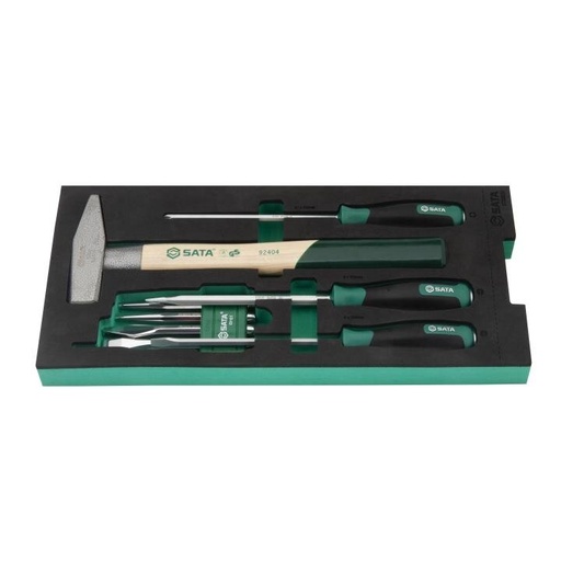 [ST09923G] ⬡ Tray. Hammer, screwdriver, punch and chisel set 9pcs (ST09923G, SATA)