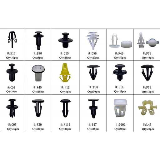 [HE24] ⬡ Plastic push-type clip assortment 418pcs (HE24)