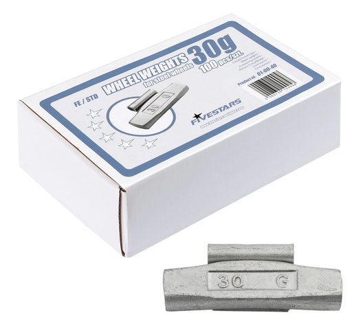 [01-00-40] ᴿᴰ Clip-on FE weights FIVE STARS 30 g, for steel rims (01-00-40, FIVE STARS)