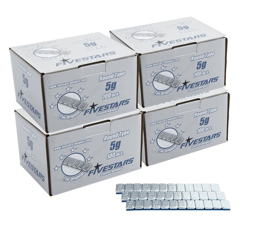 [01-02-77] ᴿᴰ Līmējamie FE atsvari FIVE STARS 5 g, apaļi, 400 gab. (01-02-77, FIVE STARS)