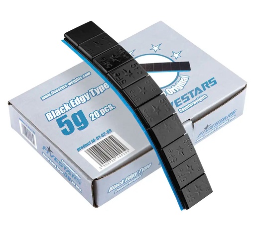 [01-02-89] ᴿᴰ Līmējamie riteņu atsvari FIVE STARS Black Edgy 5 g, 1 kg (01-02-89, FIVE STARS)