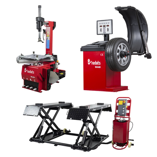 [RD-SET-RUNFLAT] Padangų serviso komplektas RUNFLAT — mobilus keltuvas + automatinės staklės + balansyrė W-640